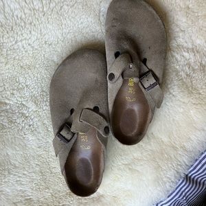 Suede Birkenstock clogs